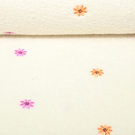 Teddy - Brodé Smiley Fleurs Ecru Orange Teddy - Brodé Smiley Fleurs Ecru Orange