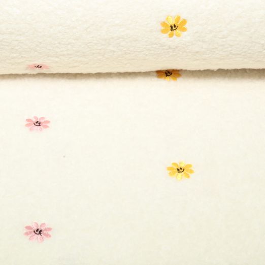 Teddy - Brodé Smiley Fleurs Ecru Jaune Teddy - Brodé Smiley Fleurs Ecru Jaune