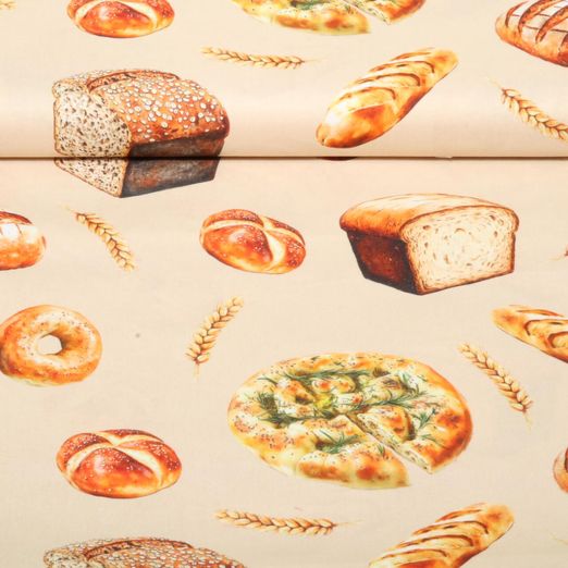 Baumwoll-Webware - Digital Brotmix Beige