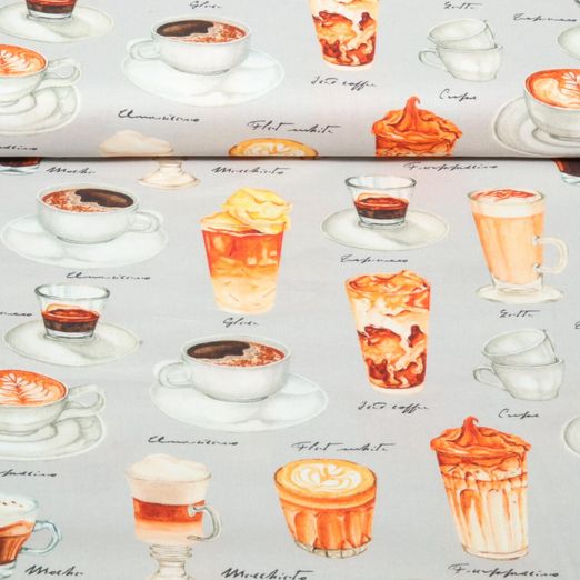 Baumwoll-Webware - Digital Kaffeemix Grau