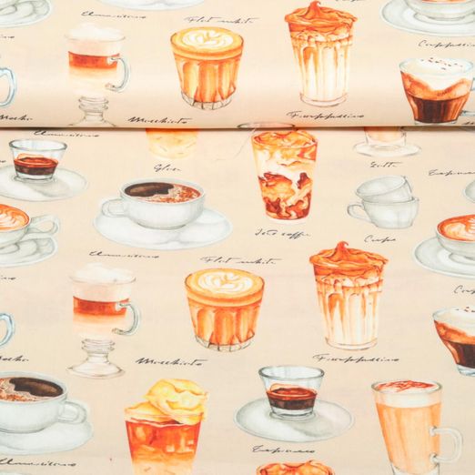 Baumwoll-Webware - Digital Kaffeemix Beige