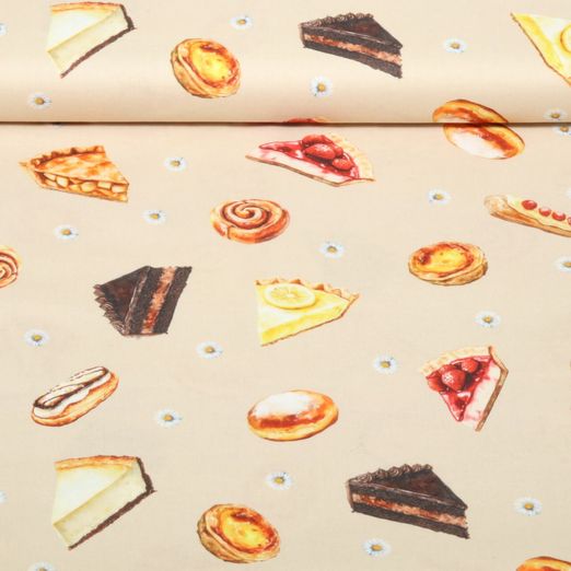 Baumwoll-Webware - Digital Kuchenmix Beige Baumwoll-Webware - Digital Kuchenmix Beige