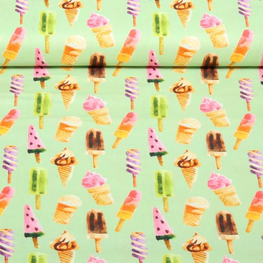 Baumwoll-Webware - Digital Eis am Stiel Grün
