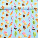 Baumwoll-Webware - Digital Eis am Stiel Hellblau