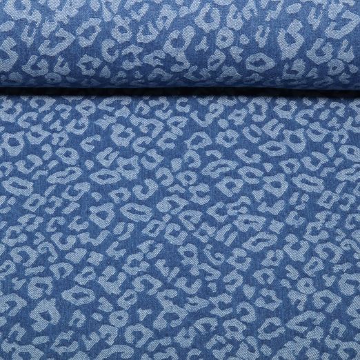 Hosenjeans - Jacquard Leomuster Mittelblau Extrabreit