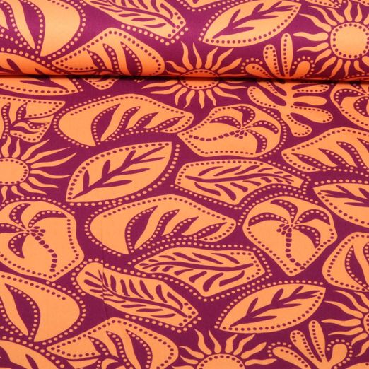 Viscose - Stretch Tropical Aubergine Viscose - Stretch Tropical Aubergine