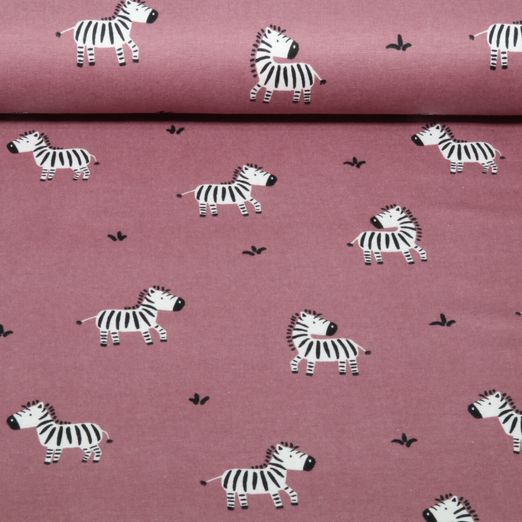 Baumwoll-Flanell - Zebras Mauve