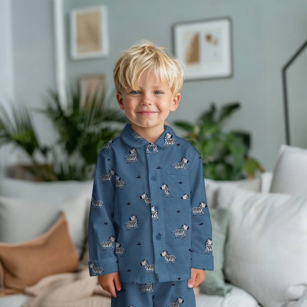 Baumwoll-Flanell - Zebras Blau-1 Baumwoll-Flanell - Zebras Blau-1