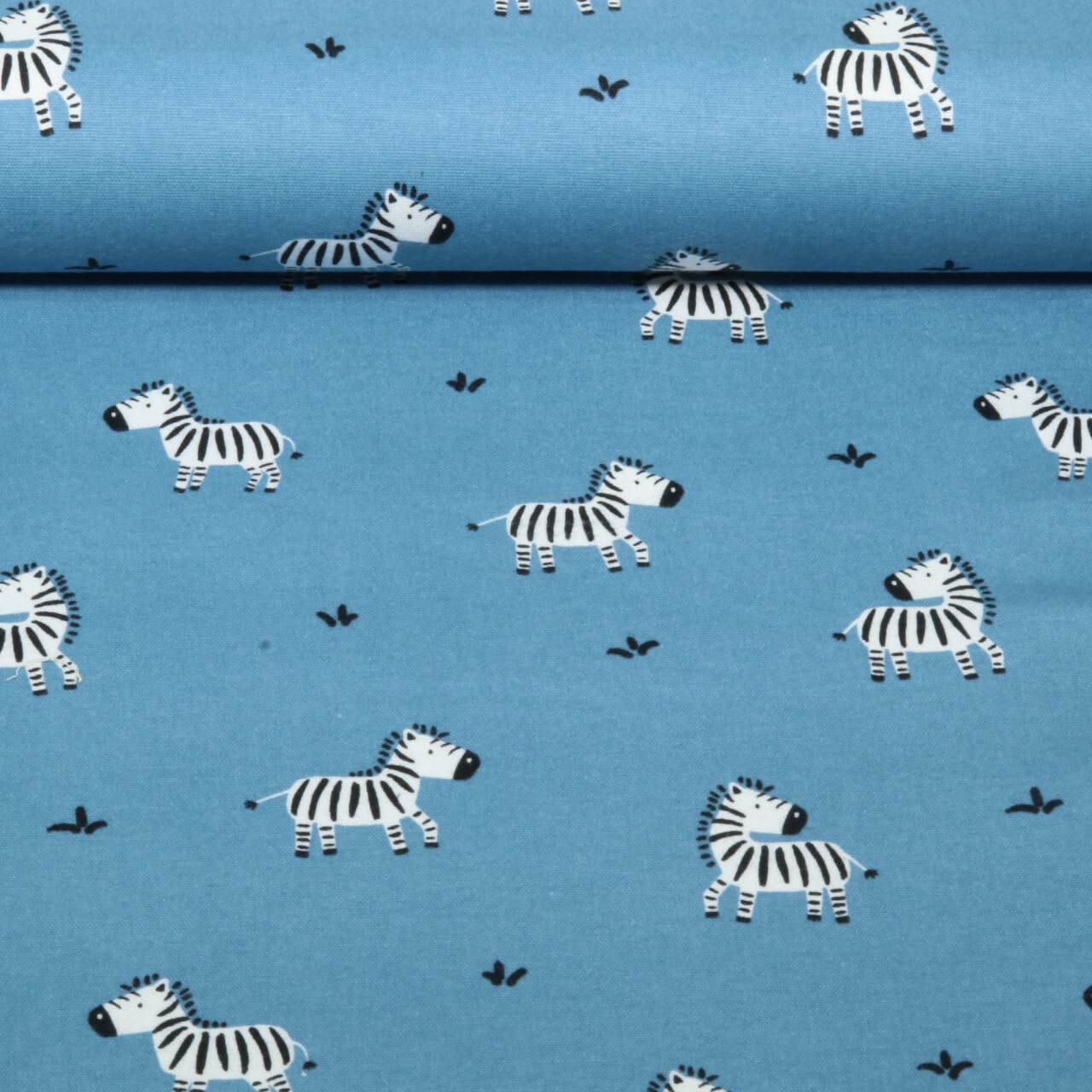 Baumwoll-Flanell - Zebras Blau-0 Baumwoll-Flanell - Zebras Blau-0