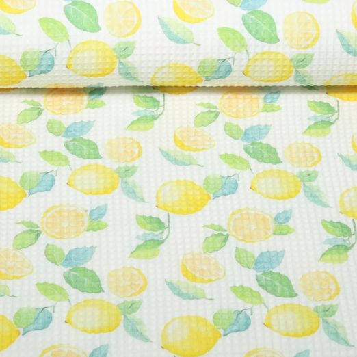 Baumwoll-Waffel - Digital Zitronen Weiß