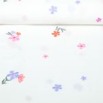 Gaze de coton - Double gaze brodée de fleurs Ecru Bleu Gaze de coton - Double gaze brodée de fleurs Ecru Bleu