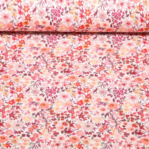 Rippjersey - Digital Kleine Blüten Rosa