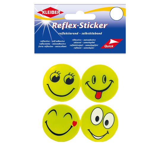 Reflex-Sticker Funny Faces - Ø 4,8 cm - 4 Stück - neongelb