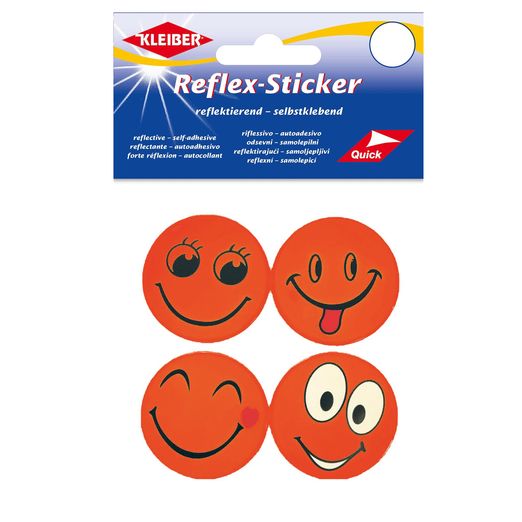 Reflex-Sticker Funny Faces - Ø 4,8 cm - 4 Stück - neonorange