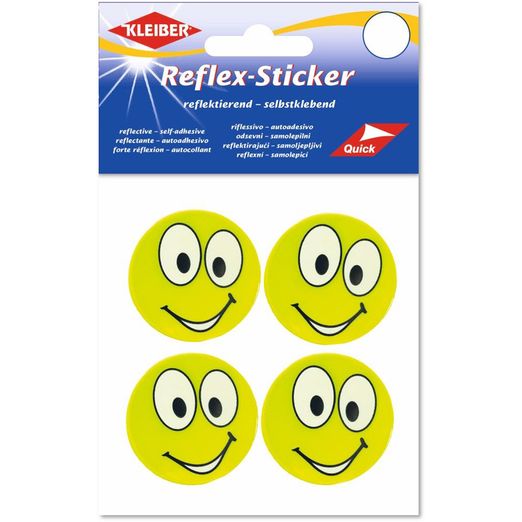Reflex-Sticker Funny Faces - Ø 4,8 cm - 4 Stück - neongelb