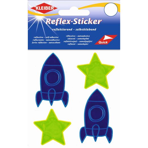 Reflex-Sticker Weltall - 4 Stück - blau/gelb