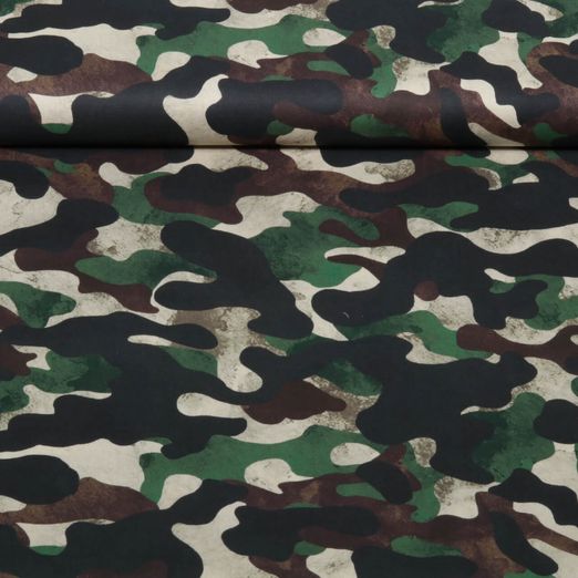 Baumwoll-Popeline - Digital Camouflage Grün