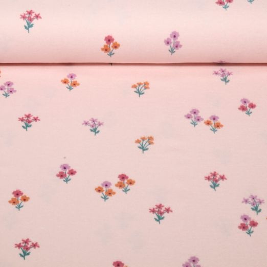 Baumwoll-Flanell - Kleine Blumen Rosa