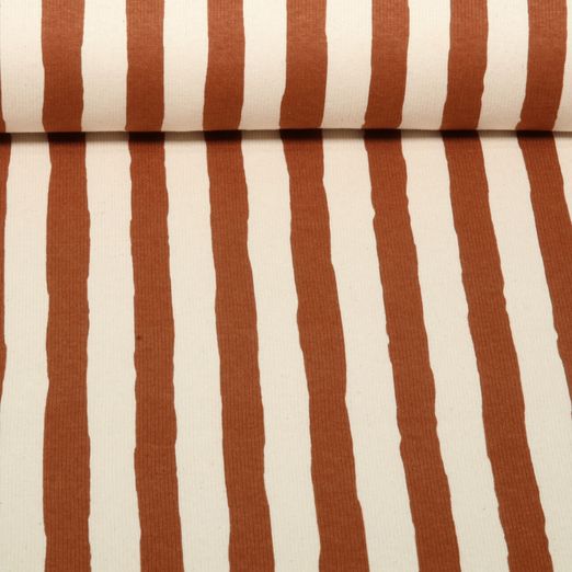 Bio Rippjersey Natural - Streifen Ecru Kupfer