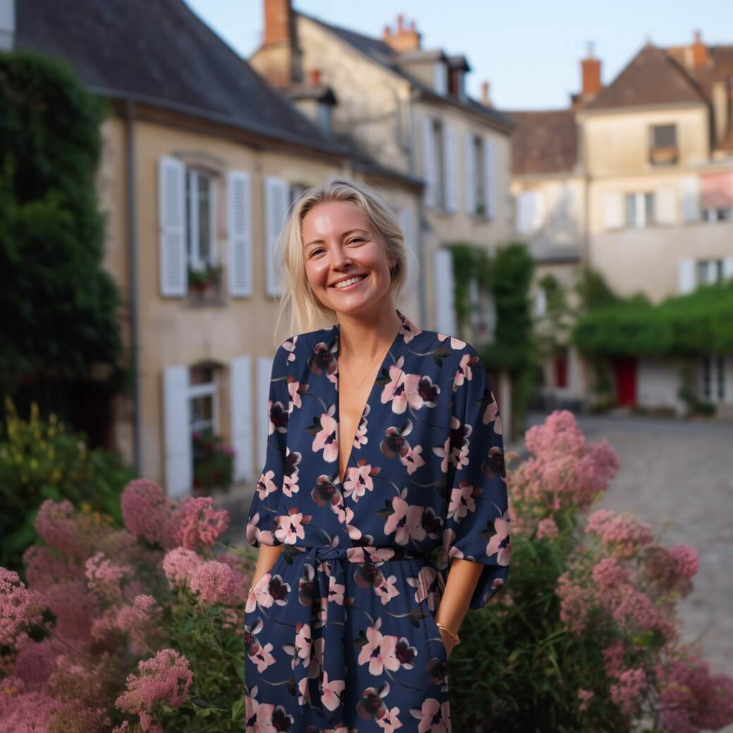 Viscose - Impression numérique bleu marine foncé-1 Viscose - Impression numérique bleu marine foncé-1