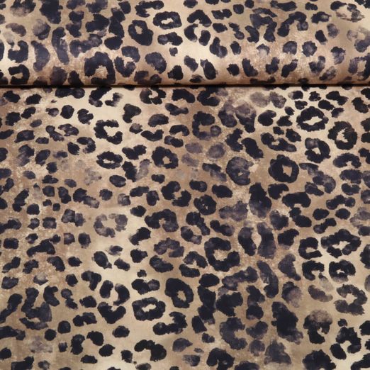Coton viscose - Impression digitale Léopard Sable