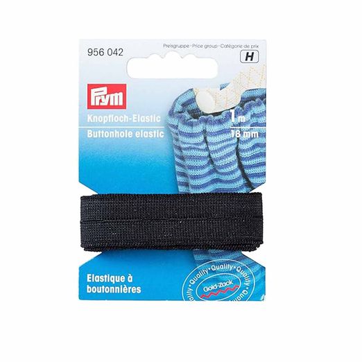 PRYM Knopfloch-Elastic glatt - 18mm - 1m Länge - schwarz