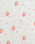 Muslin Extrabreit - Jordgubbar Vit 250cm Muslin Extrabreit - Jordgubbar Vit 250cm