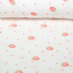 Musselin Extrabreit - Erdbeeren Weiß 250cm Musselin Extrabreit - Erdbeeren Weiß 250cm