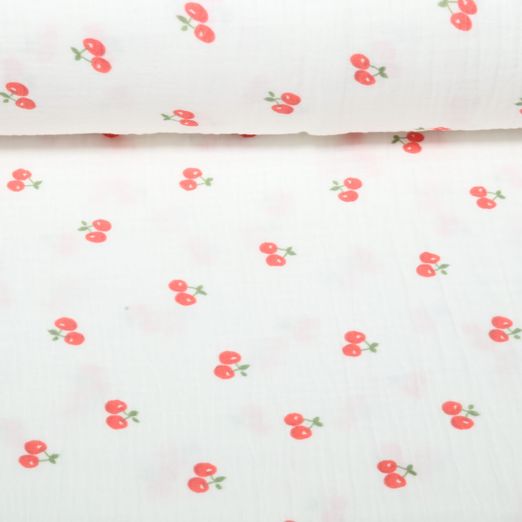 Musselin Extrabreit - Kirschen Weiß 250cm