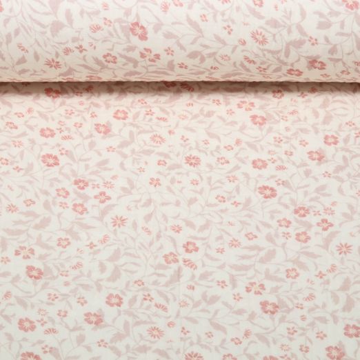 Musselin Extrabreit - Blumen Ecru Altrosa 250cm Musselin Extrabreit - Blumen Ecru Altrosa 250cm