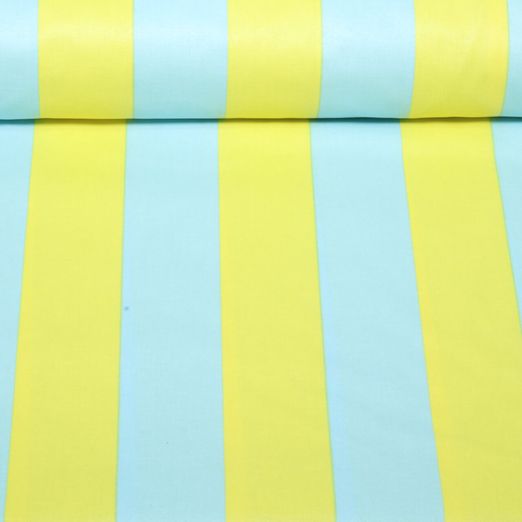Beschichtete Baumwolle - Blockstreifen Hellblau Gelb Beschichtete Baumwolle - Blockstreifen Hellblau Gelb