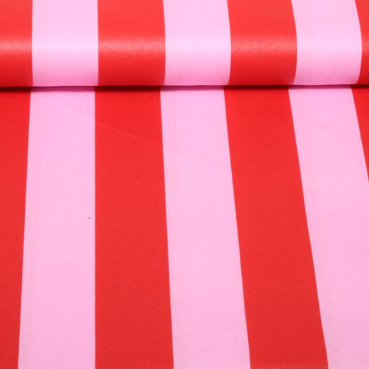 Beschichtete Baumwolle - Blockstreifen Rosa Rot Beschichtete Baumwolle - Blockstreifen Rosa Rot