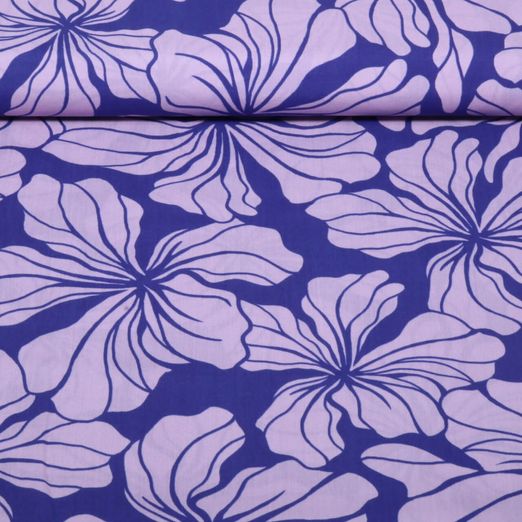 Viscose - Grandes fleurs Bleu