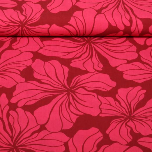 Viskose - Große Blüten Rot