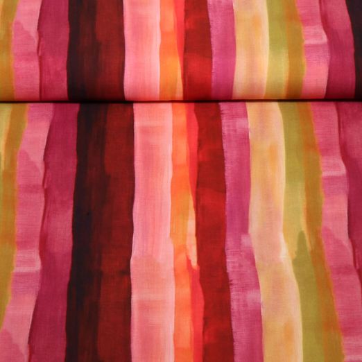 Viskose - Digital Aquarellstreifen Bordeaux