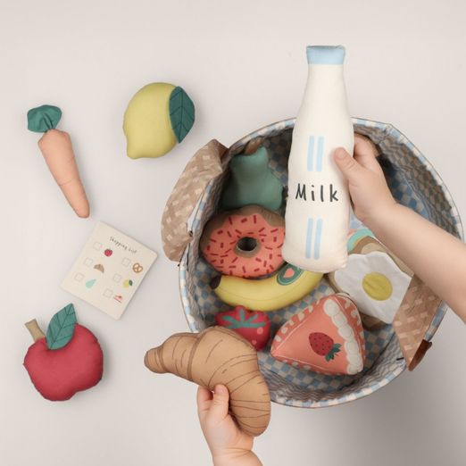 Panel Baumwoll-Popeline - Wochenmarkt Einkäufe Mehrfarbig