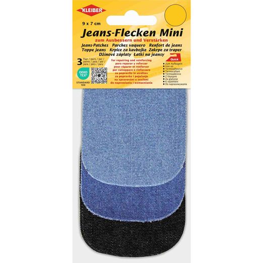 Jeans-Flecken Mini 9 x 7 cm  - 6 Stück - blau