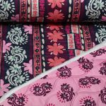 Tissu matelassé pour veste - Double face Impression numérique Fleurs Violet