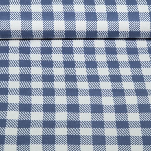 Baumwoll-Flanell - Karo Jeansblau