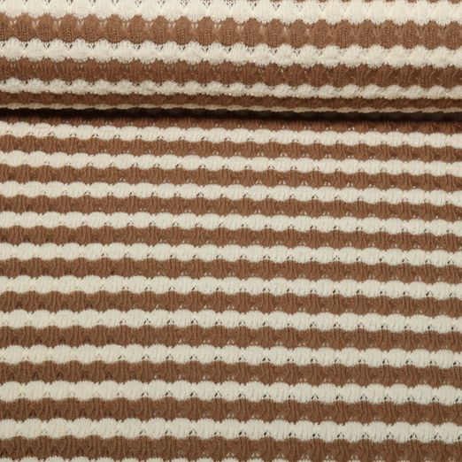 Jersey tricoté - Rayures Marron Ecru
