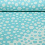 Ekologisk Jacquard Jersey - Hjärter dam Pop of Love Doubleface Turkos