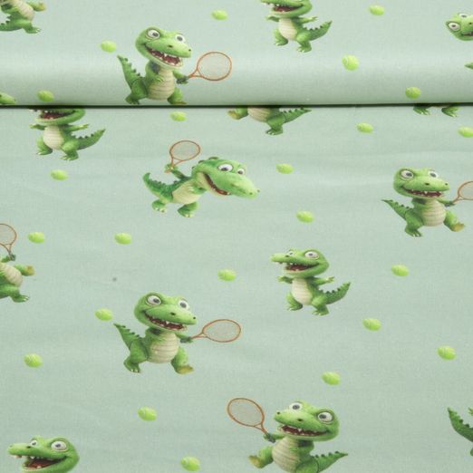 Coton tissé - Impression numérique Crocodile de tennis Vert menthe