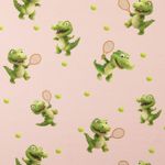 Coton tissé - Impression numérique crocodile de tennis Vieux rose