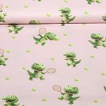 Coton tissé - Impression numérique crocodile de tennis Vieux rose