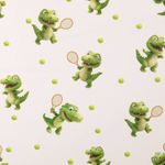 Coton tissé - Impression numérique Crocodile de tennis Blanc