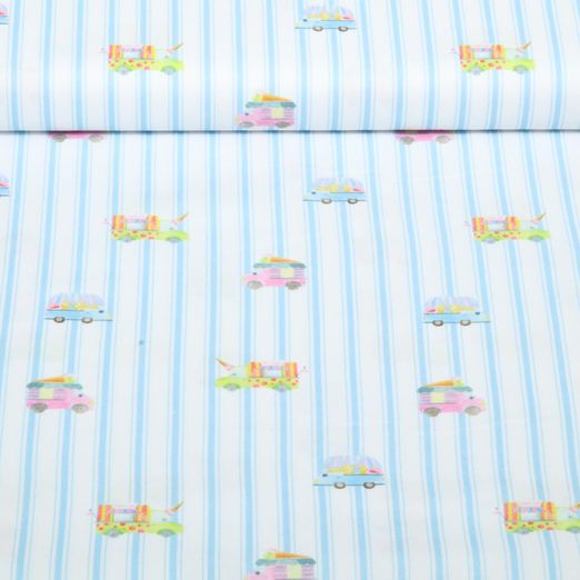 Coton tissé - Impression numérique rayures Blanc