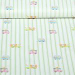 Coton tissé - Impression numérique rayures Blanc Vert