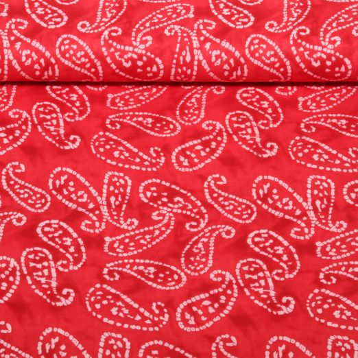 Voile de coton - Batik Abstrait Rouge