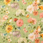 Tessuto in cotone - rose digitali verde lime