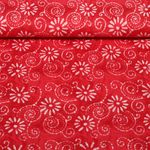 Voile de coton - Batik Fleurs Rouge